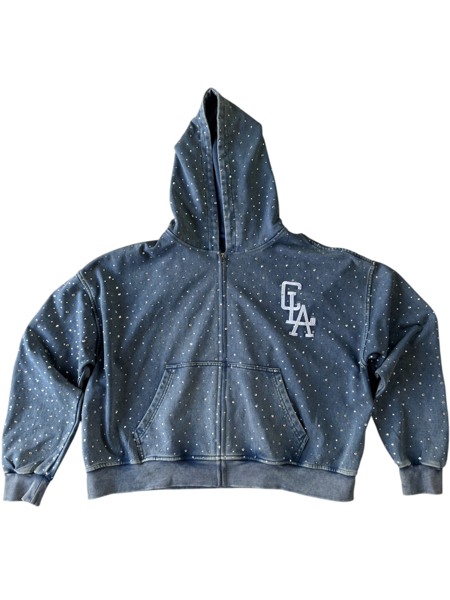 ConcreteLA Rhinestone Zip Up
