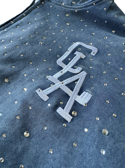 ConcreteLA Rhinestone Zip Up